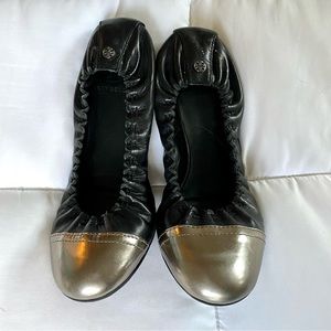 Tory Burch Silver & Black Flats